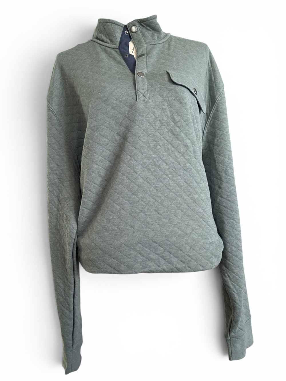 Goodfellow & Co Quilted Snap-Placket Pullover - Slate Green